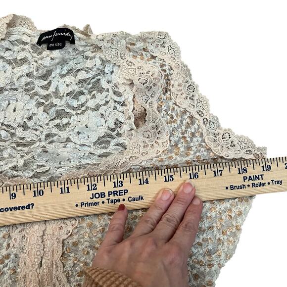 Y2K Ann Ferriday Lace Cropped Tank Top One Size Sequin Fairy Coquette Romantic - Picture 8 of 10